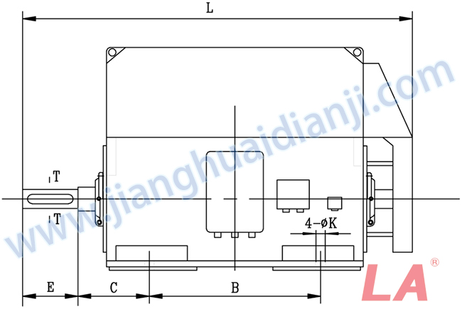 YMPS系列磨煤機(jī)用高壓三相異步電動(dòng)機(jī)安裝尺寸圖(IP54、IP55 10KV) - 六安江淮電機(jī)有限公司