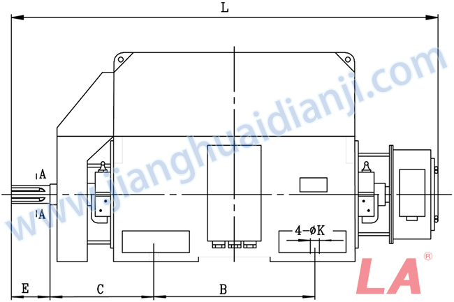 YRKK系列大型高壓三相異步電動機外形及安裝尺寸圖(YRKK710-800 IP44、IP54、IP55) - 六安江淮電機有限公司